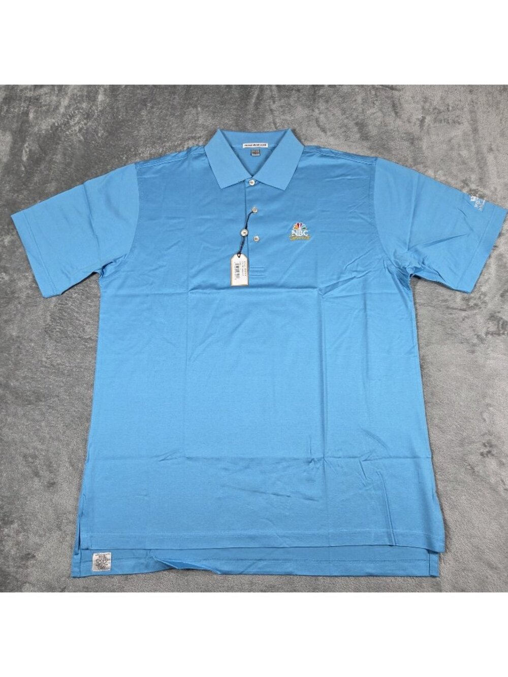 Peter Millar Polo Mens Large Light Blue NBC Sports Golf Shirt Preppy NEW